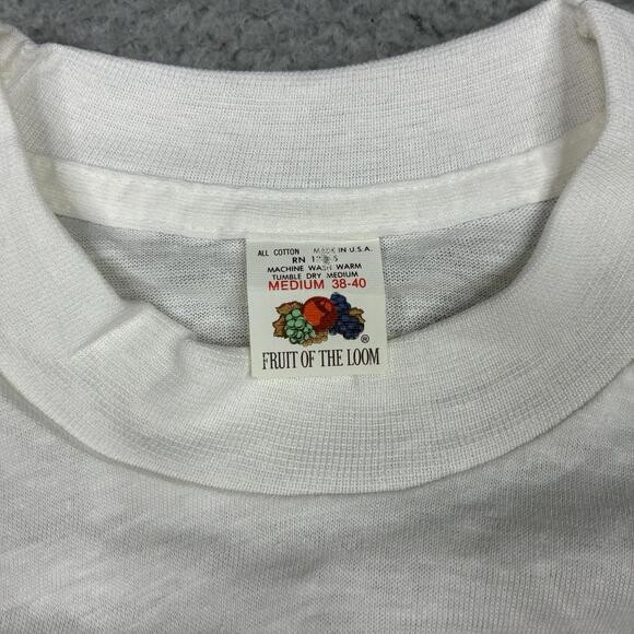 Vintage 1980s Fruit of the Loom Blank T Shirt Mens Medium 38-40 White USA NOS - Picture 2 of 8
